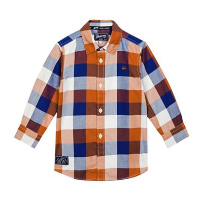 Boys' orange checked woven shirt